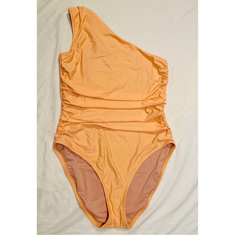 J Crew ruched one shoulder one piece swimsuit